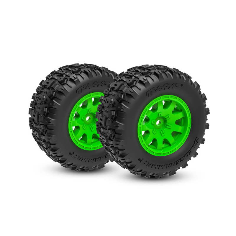 2 Roues vertes avec pneus Sledgehammer - TRAXXAS 10770-GRN