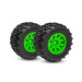 2 Roues vertes avec pneus Sledgehammer - TRAXXAS 10770-GRN