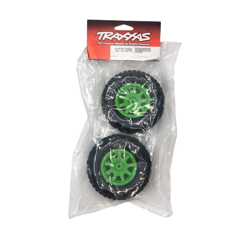 2 Roues vertes avec pneus Sledgehammer - TRAXXAS 10770-GRN