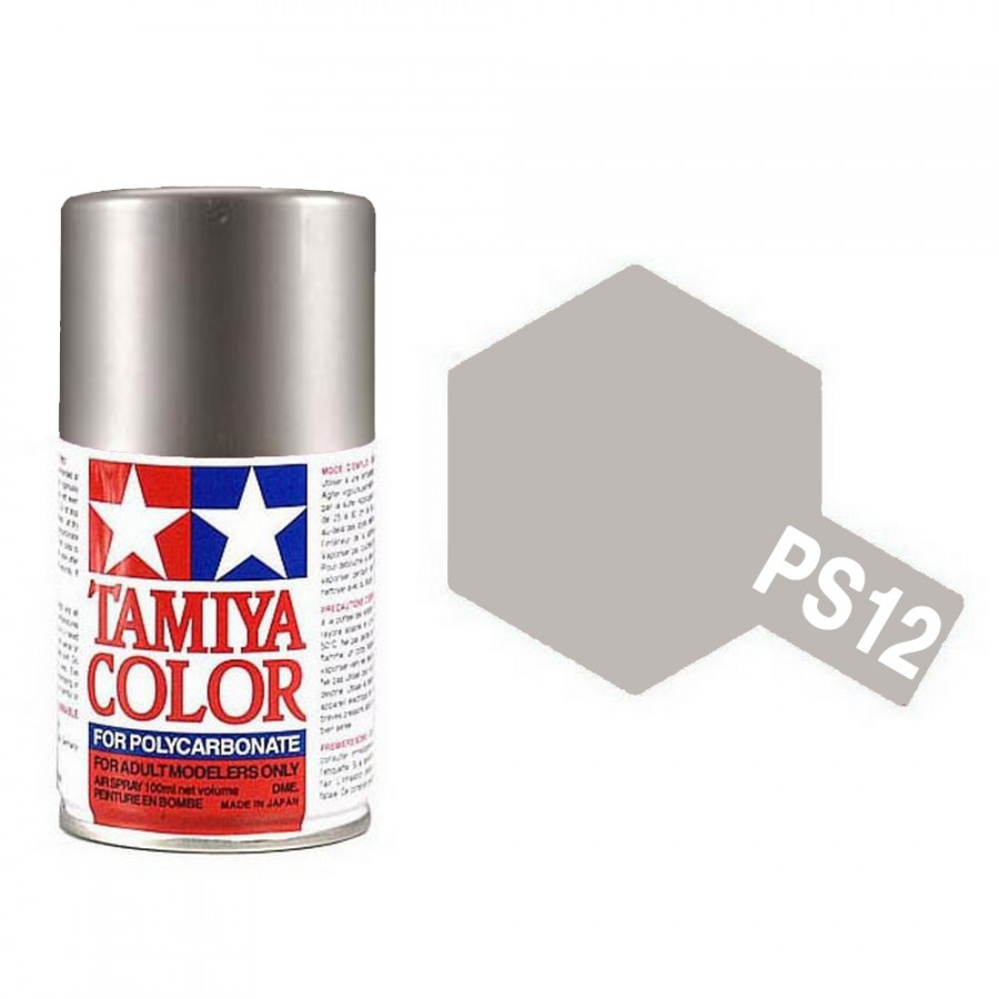 Argent (Silver) metallique Polycarbonate Spray de 100ml-TAMIYA PS12