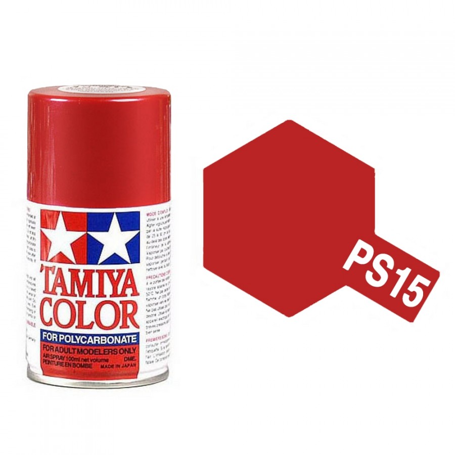 Rouge (Red) métallique Polycarbonate Spray de 100ml-TAMIYA PS15