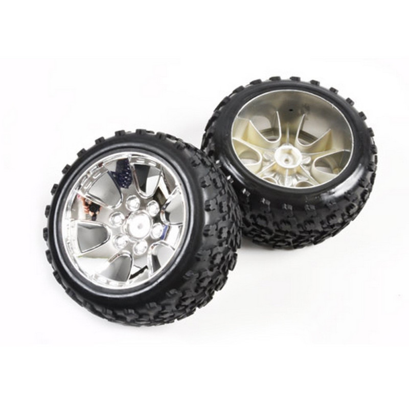 2 roues chromées pour Buggy RC - Hexa 12 mm - 1/10 - T2M T4900/2A