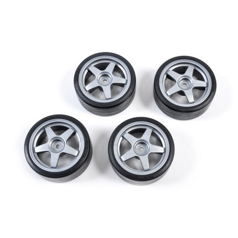 4 Roues à 5 branches grises Drift 26 mm - Hexa 12 mm - 1/10 1/12 - TAMIYA 9400616